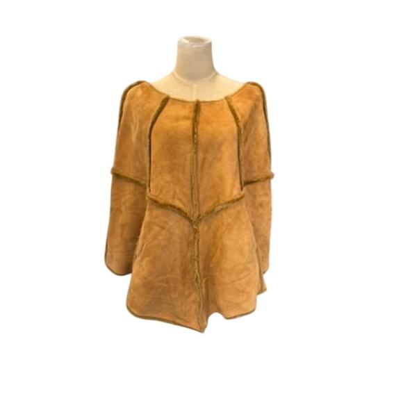 "UGG" Tan Suede Poncho With Pockets SZ S/-M Warm Fairy Core PLZ READ! FINAL SALE - Picture 1 of 15